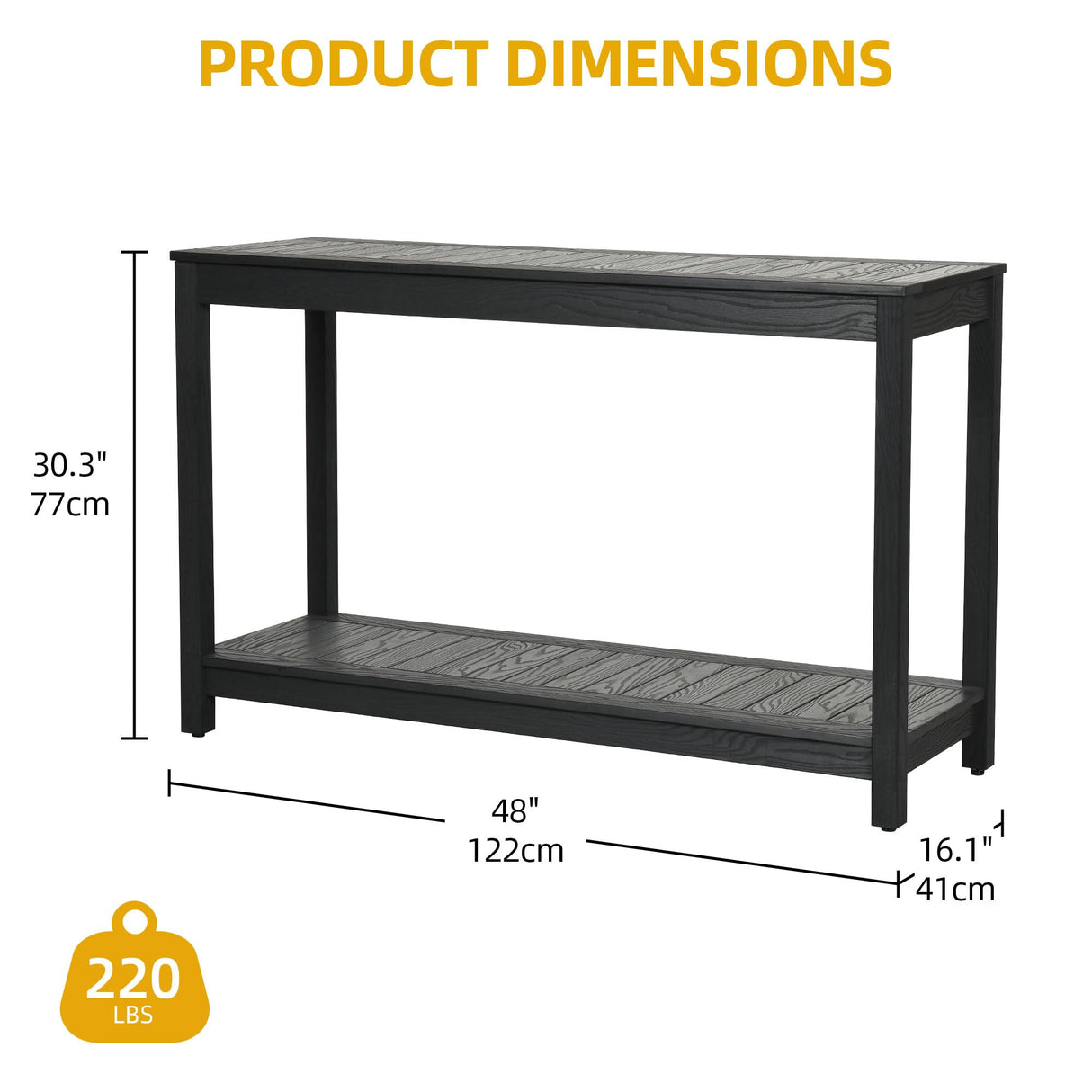 DWVO 48" Outdoor Bar Table Console Table, HIPS Material Indoor Outdoor Multifunctional Buffet Bar Storage Organizer with Adjustable Feet (Black) DWVO