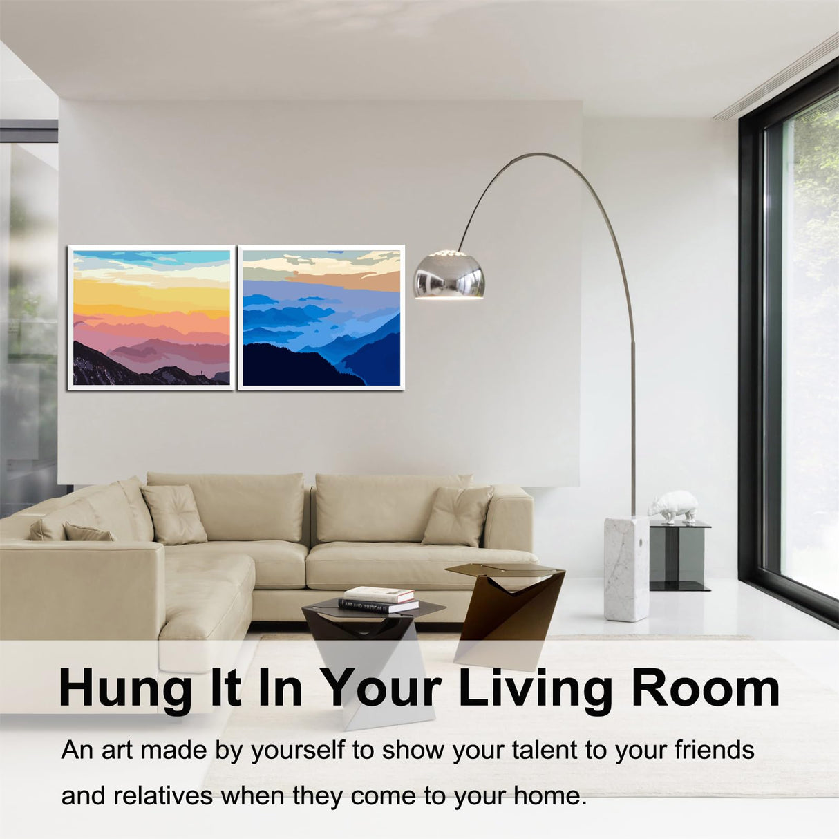 BAISITE Paint by Numbers Kit for Adults Beginners,12" Wx16 L 2 Pack Canvas for Painting Kits for Adults in Colorful Box-PBN205-206 BAISITE