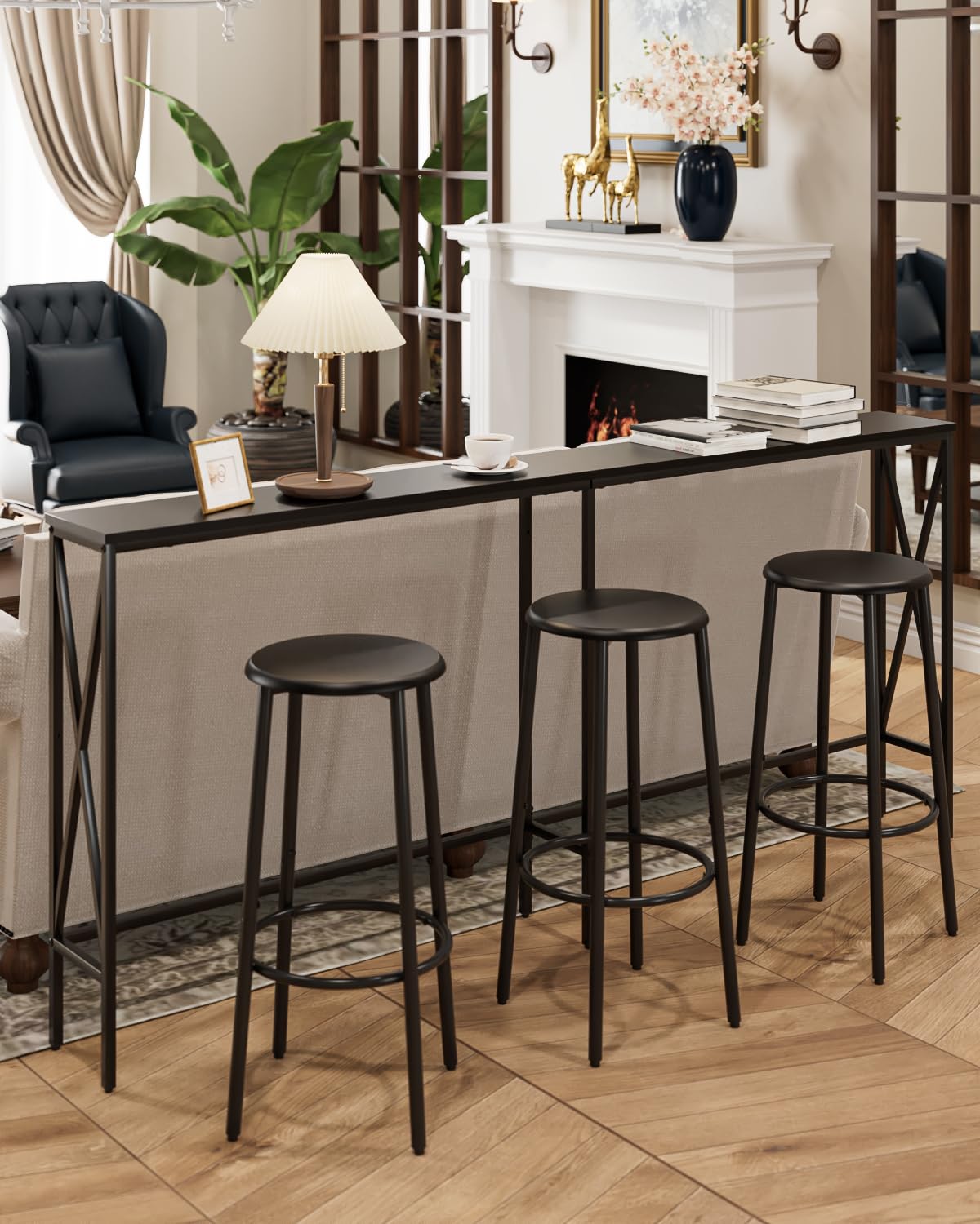 Masupu 70.9" Console Table, Modern Narrow Long Sofa Table Behind Couch, Skinny Entry Table, Industrial Sofa Table with Metal Frame for Hallway, Living Room, Classic Black… Masupu