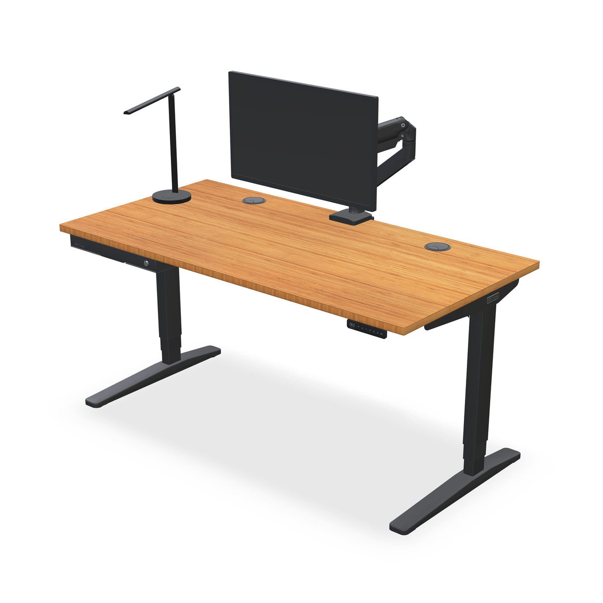Uplift Desk Bamboo (72 x 30 inch) Standing Desk 2-Leg V2 Adjustable Stand Up C-Frame (White), Advanced Keypad, Wire Grommets, Wire Tray, Rocker Board UPLIFTDESK