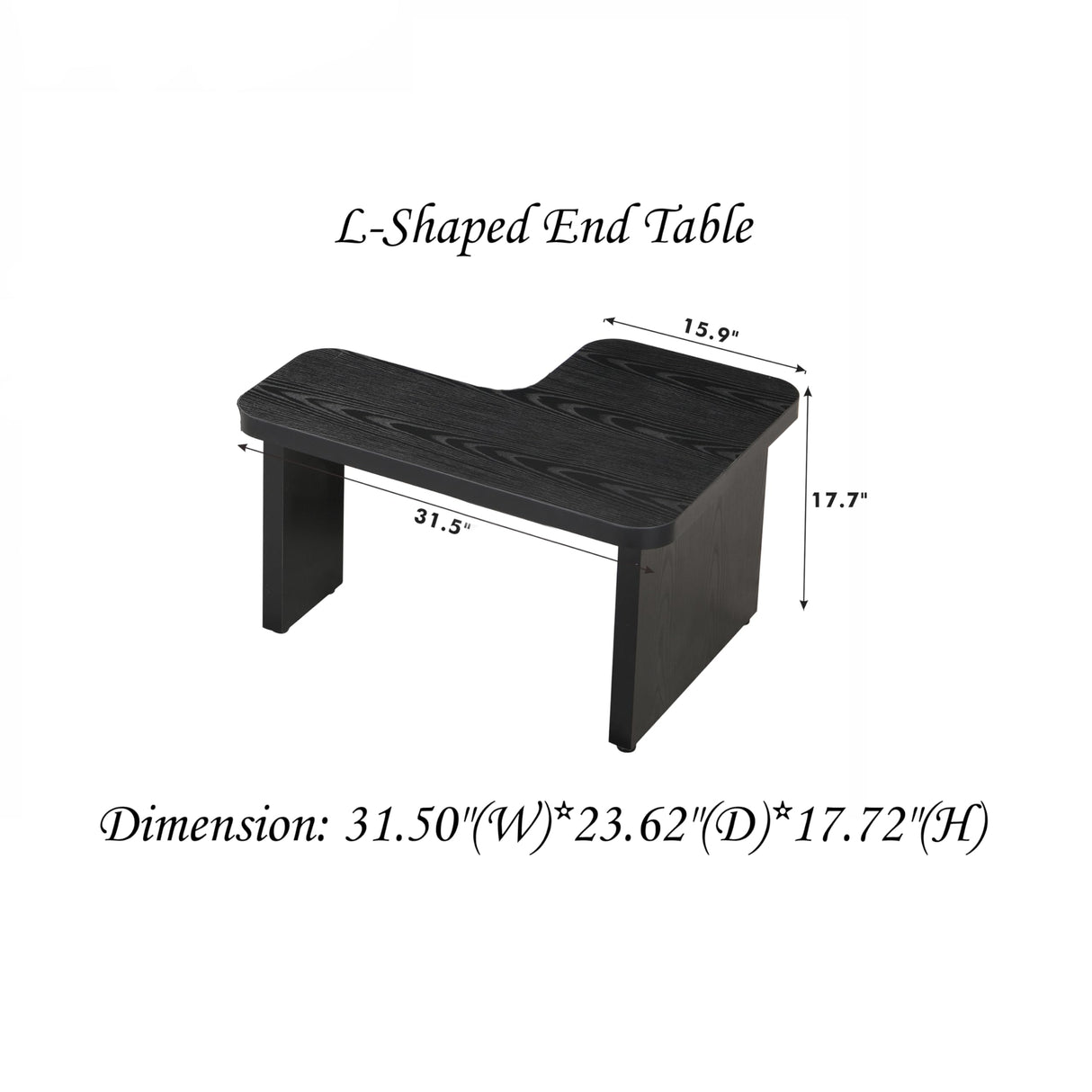 FIVEGIVEN Black Modern Coffee Table - Modular L Shaped Convertible to Square/Rectangle, 47.2 Inch Wooden Coffee Table with Rounded Corners & Adjustable Feet FIVEGIVEN
