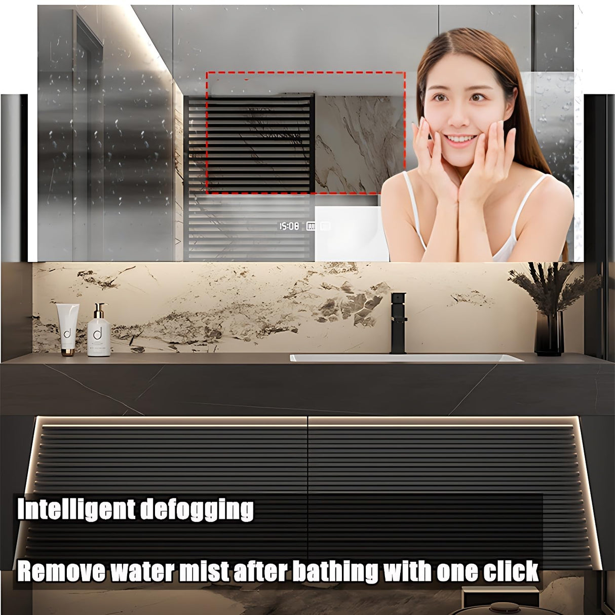 ZGNBSD Floating Bathroom Vanity - Bathroom Vanity with Sink & Smart LED Defog Mirror Cabinet | Solid Wood Luxury Bathroom Vanity | Wall Mounted Installation (Pink, 60") ZGNBSD