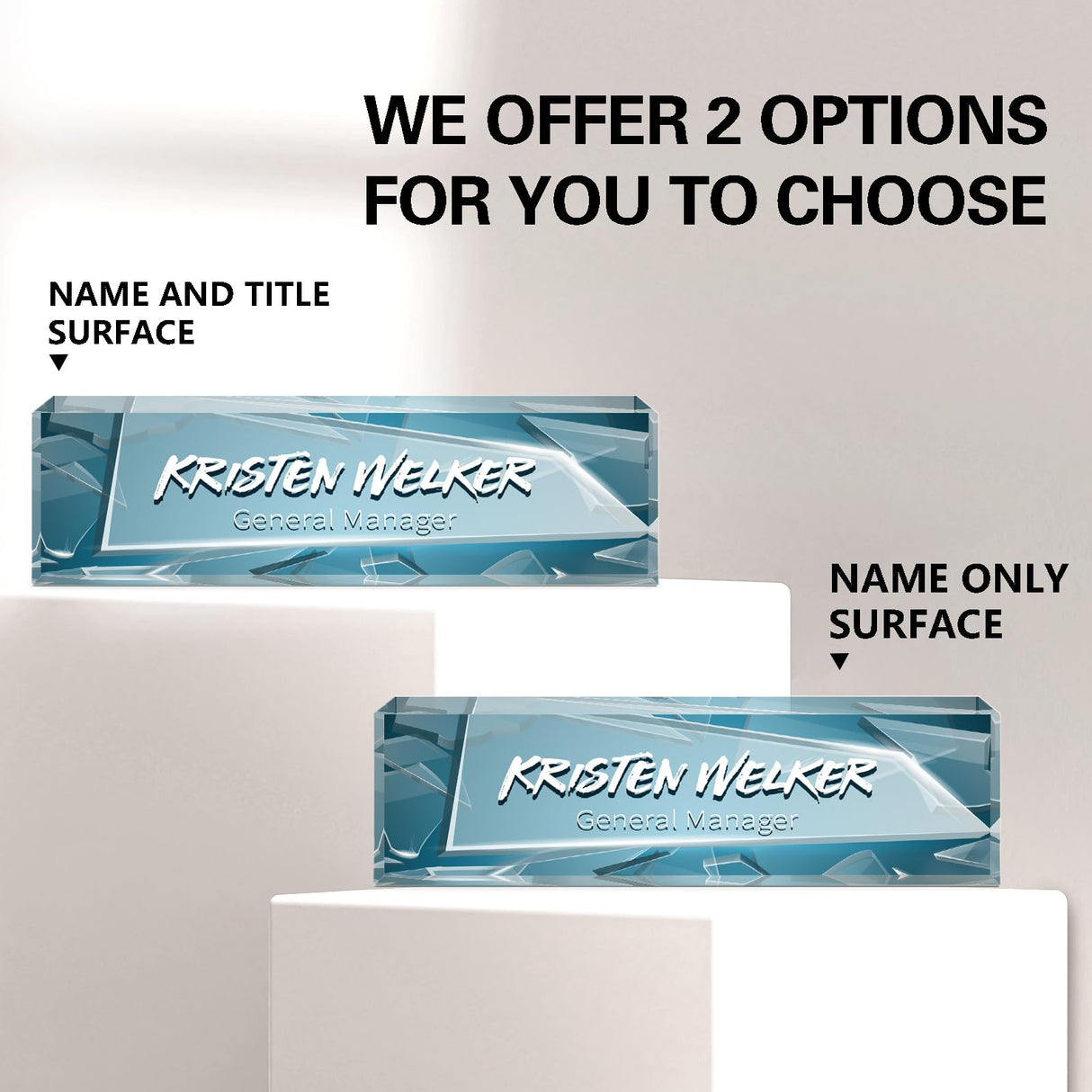 Gowellly Desk Name Plate Personalized - Custom Acrylic Name Plate for Desk - Enterprise Custom Logo/Text nameplates - Employee Appreciation Gifts Gowelly