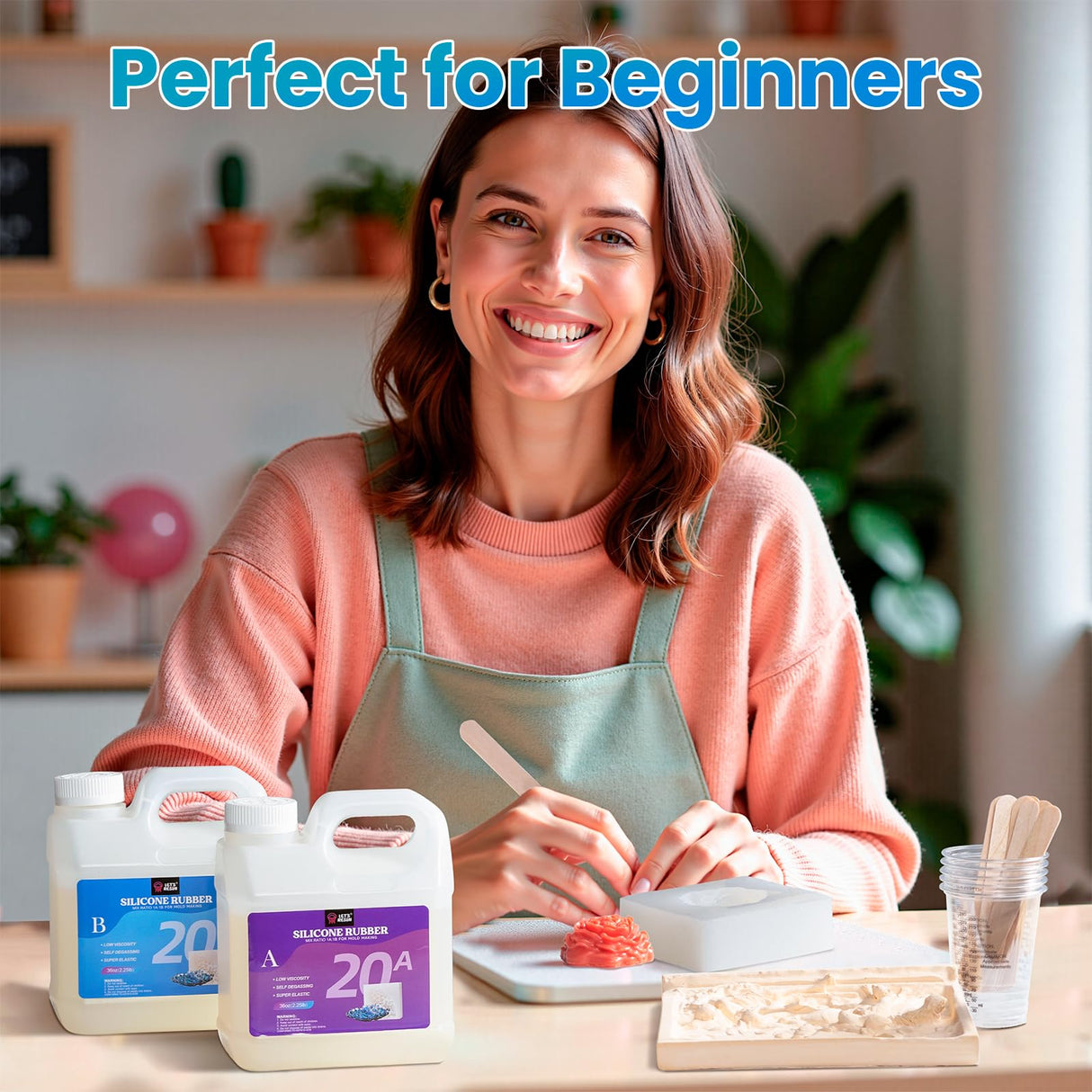 LET'S RESIN Silicone Mold Making Kit 72oz, 20A Non-Toxic Platinum Silicone Rubber for Mold Maker, Beginners, Ideal Liquid Silicone for Casting Resin, 3D Molds, 1:1 Mixing by Weight, Translucent LET'S RESIN