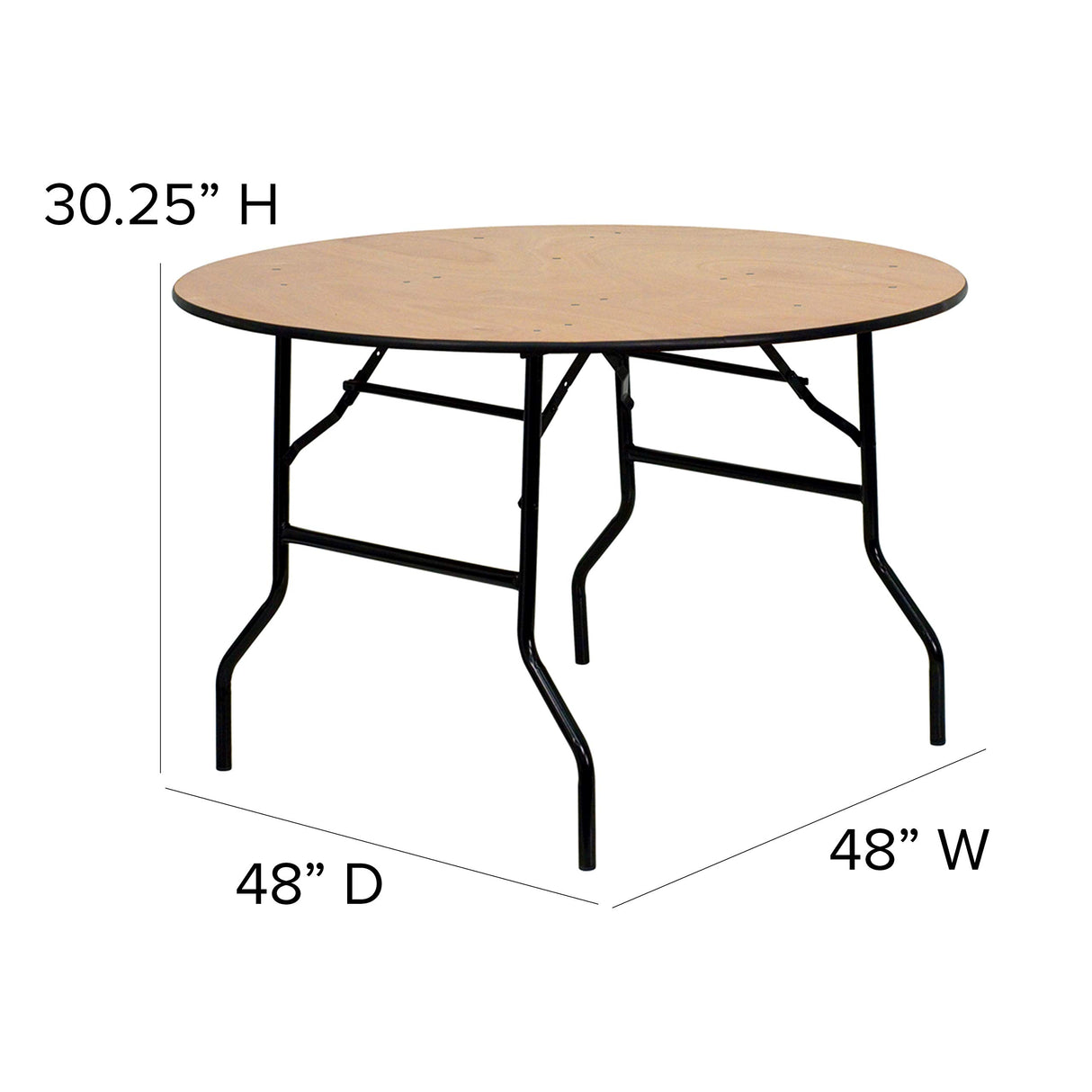 Flash Furniture Furman 4-Foot Round Wood Folding Banquet Table with Clear Coated Finished Top, 48 in Round, Natural Flash Furniture