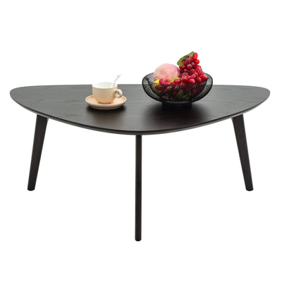 Oval Coffee Table Mid Century Modern Small Wood Coffee Tables Chic Triangle Design for Home Office Farmhouse Furniture Easy Assembly,Black Walnut 38.5"