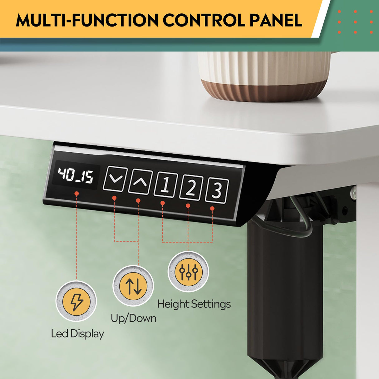 DEVAISE 48×24 Inch Electric Standing Desk with Drawers, Computer Desk with 3 Adjustable Height, Storage Shelf, Built-in AC & USB Outlets and Memory Preset, Sit to Stand Desk for Home Office, White DEVAISE
