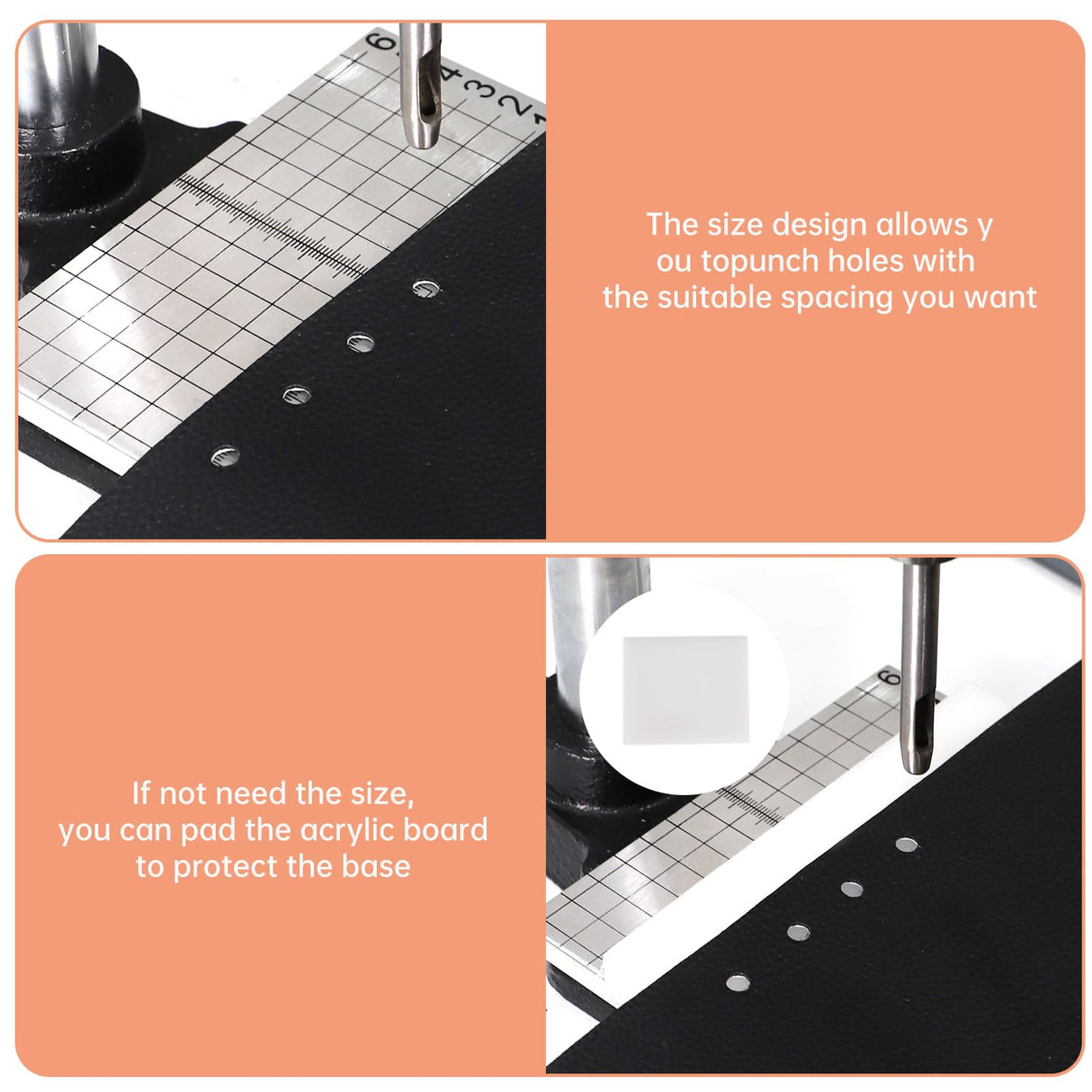 Leather Hole Puncher Hand Punching Machine Manual Press Puncher Punch Tools for DIY Craft (with Chuck, PP Plate and Aluminum Plate) (Style D) FASTTOBUY