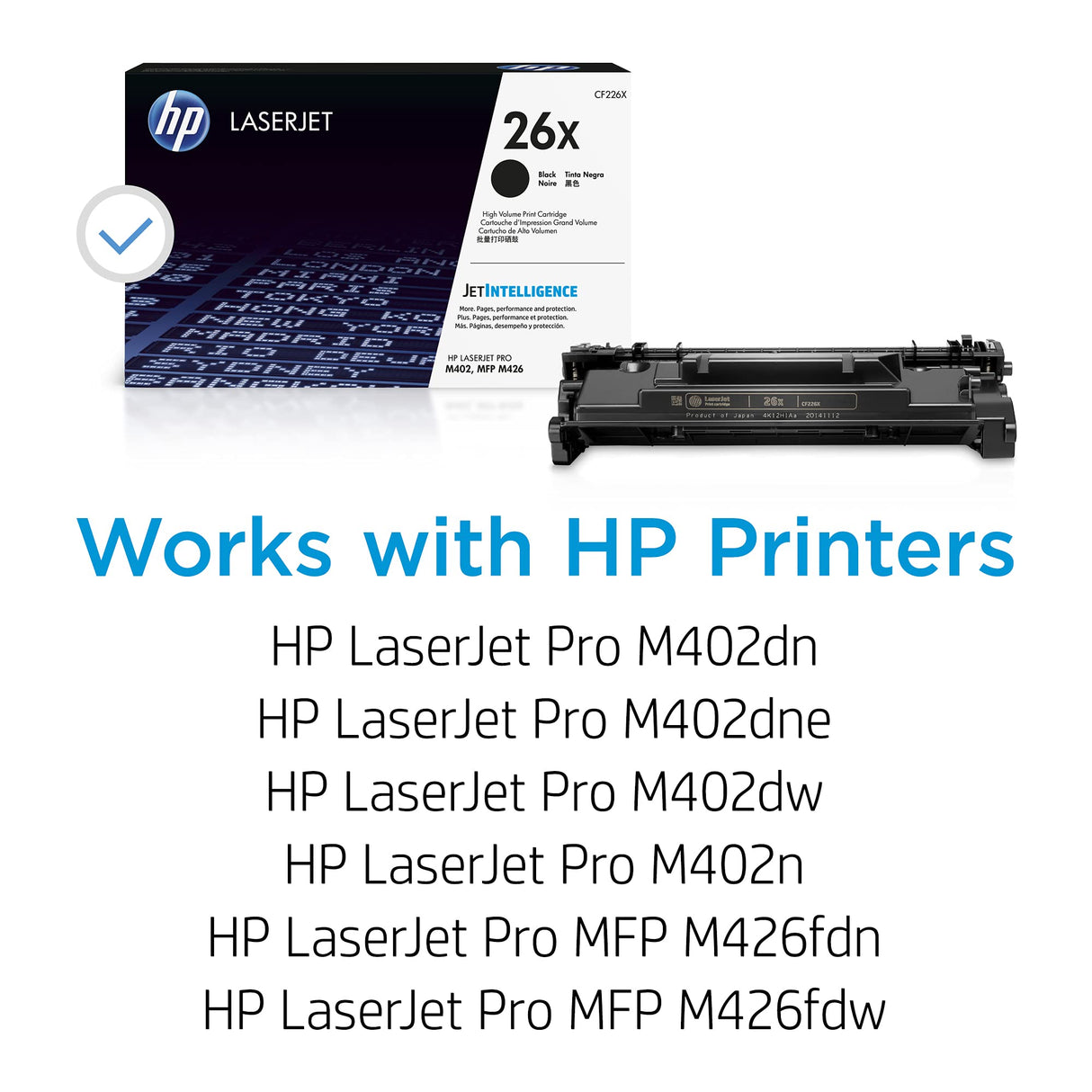 HP 26X Black High-yield Toner Cartridge | Works with HP LaserJet Pro M402 Series, HP LaserJet Pro MFP M426 Series | CF226X HP