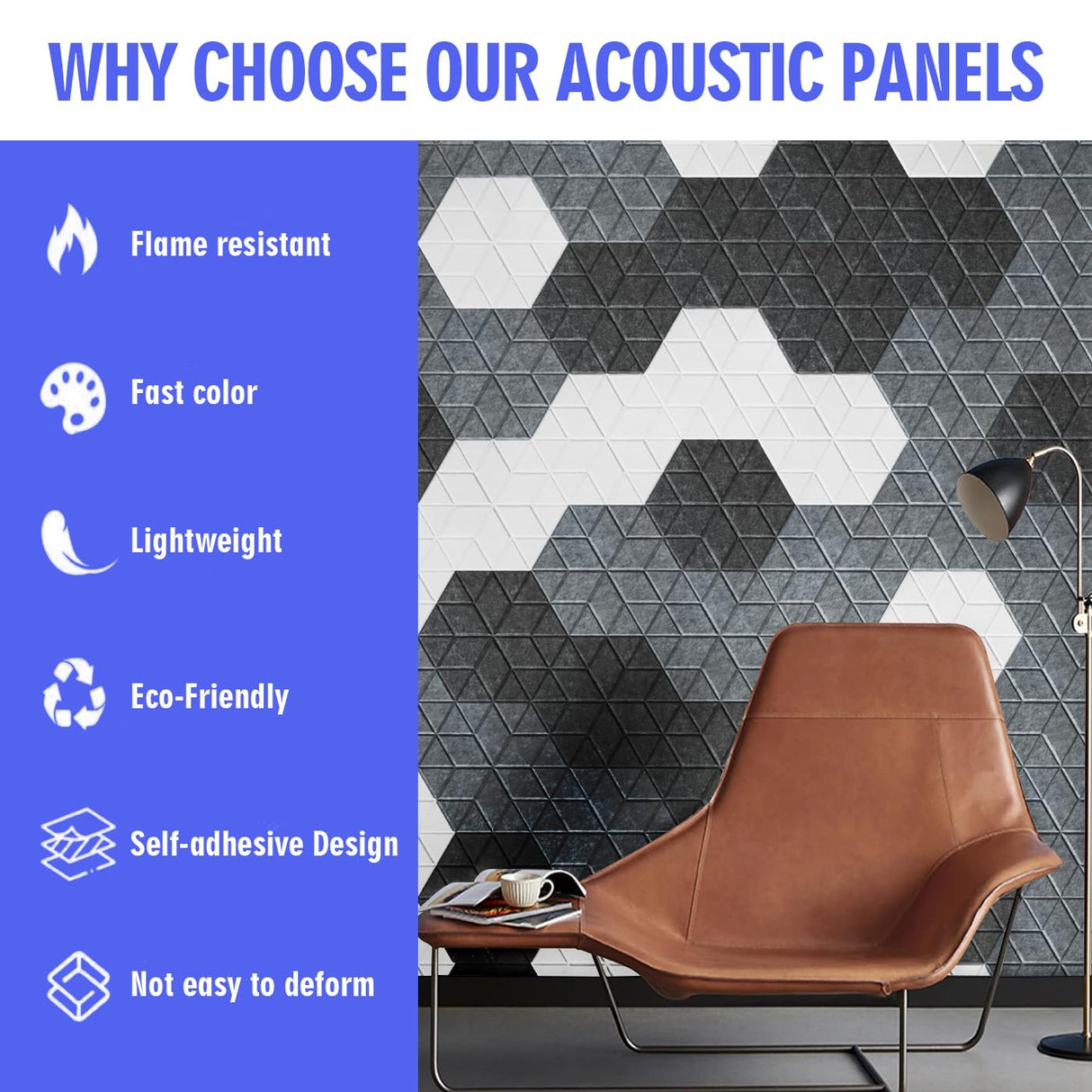 Acoustic Panels Self-Adhesive,12 Pack Snowflake Pattern Sound Proof Panels For Wall,12" X 10" X 0.4" High Density Soundproof Wall Panels,Sound Absorbing Panel for Room & Offices Diapu