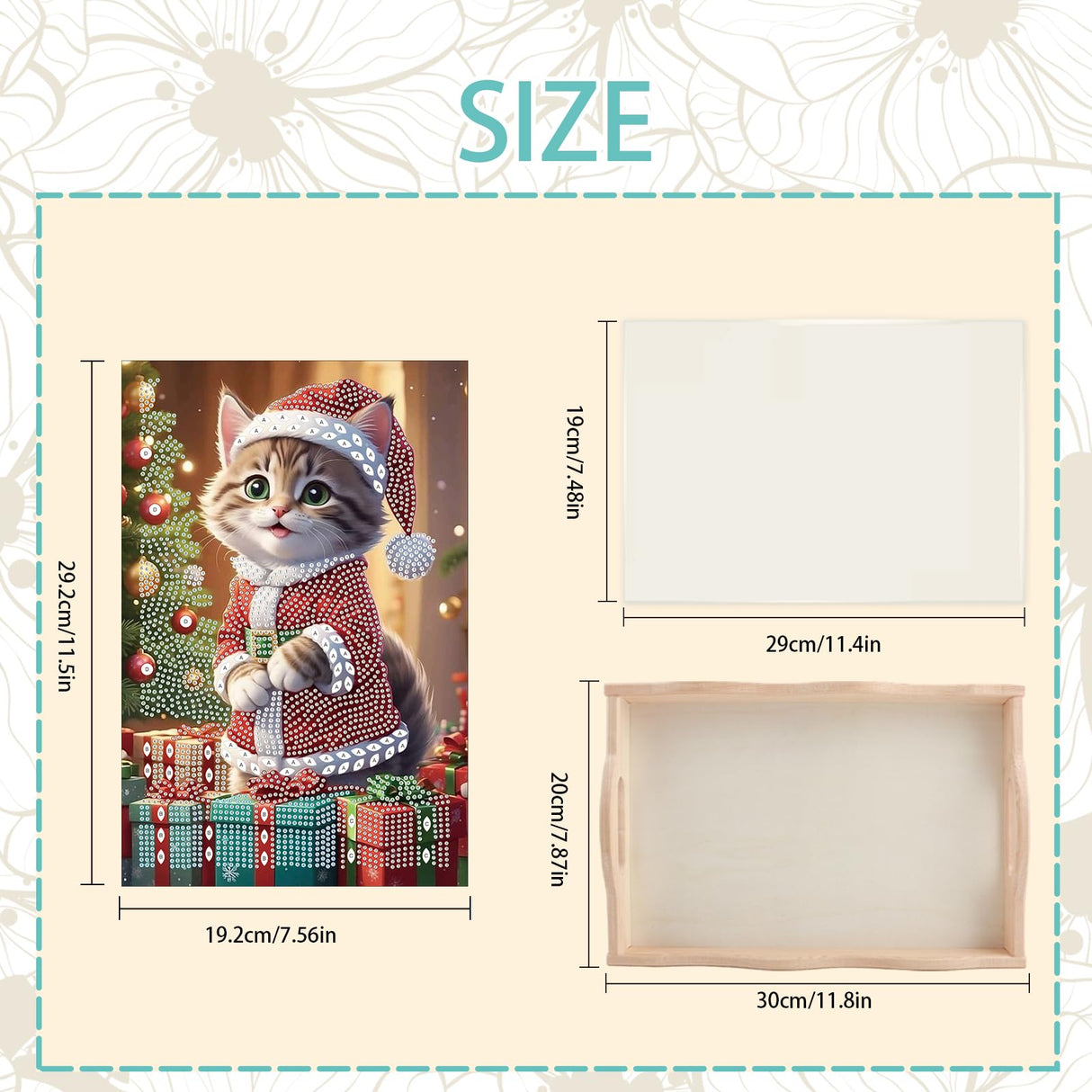 JZHYOAN Cat Diamond Painting Trays, Christmas DIY Special Platter Creative Design, Art Food Serving Platters for Party Supplies, Coffee Serving Table Tray for Living Room Dining Adults Woman Man JZHYOAN