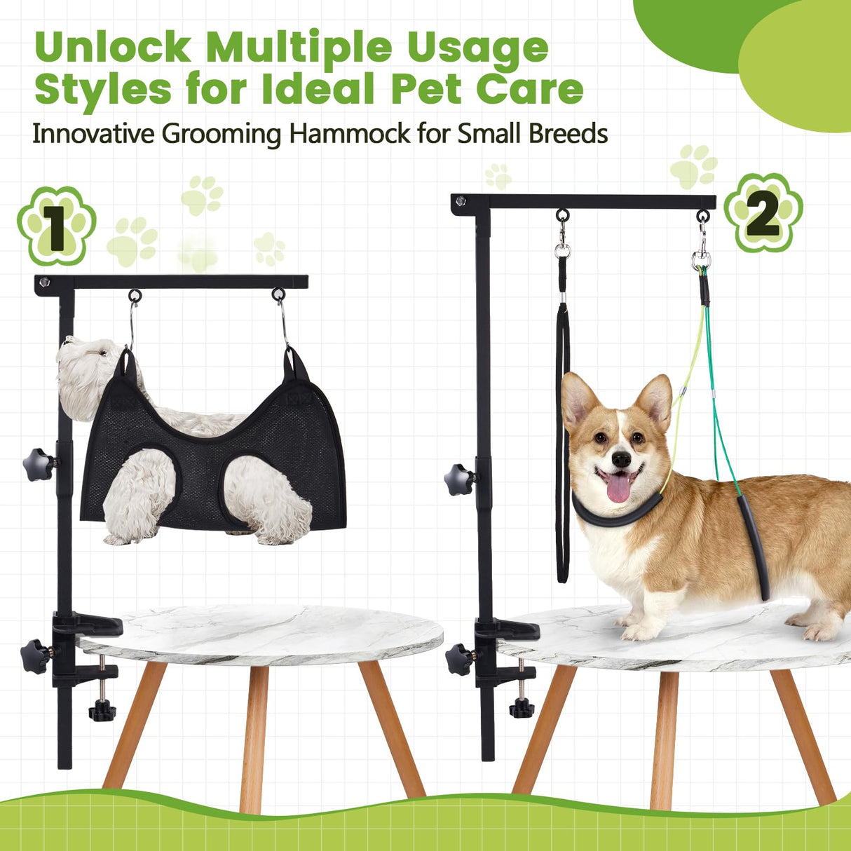 SUNMCCN Dog Grooming Table Arm with Hammock, 35" Adjustable Height Grooming Arm with Clamp and No-Sit Haunch Holders, Suitable for Small & Medium Pets (Grooming Table Not Included) SUNMCCN