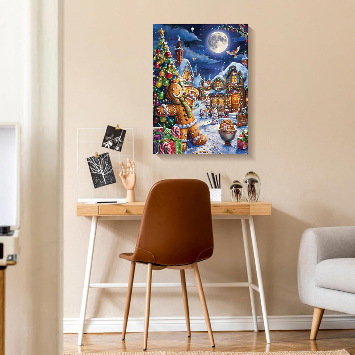 Christmas DIY Paint by Numbers for Adults Winter Snow Xmas Landscape DIY Gingerbread Man House Oil Painting Acrylic Paint Art Painting Kits on Canvas Cute Holiday Art 16x20 Inch(without Frame) Generic