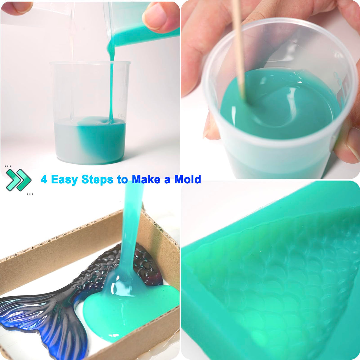 Silicone Mold Making Kit - Super Elastic Silicone for Mold Making - Platinum Mold Making Silicone 2 Gallons Kit- 1:1 Mixing Ratio - Ideal for Resin Molds, Silicone Molds, Soap Molds Jade Green BBDINO