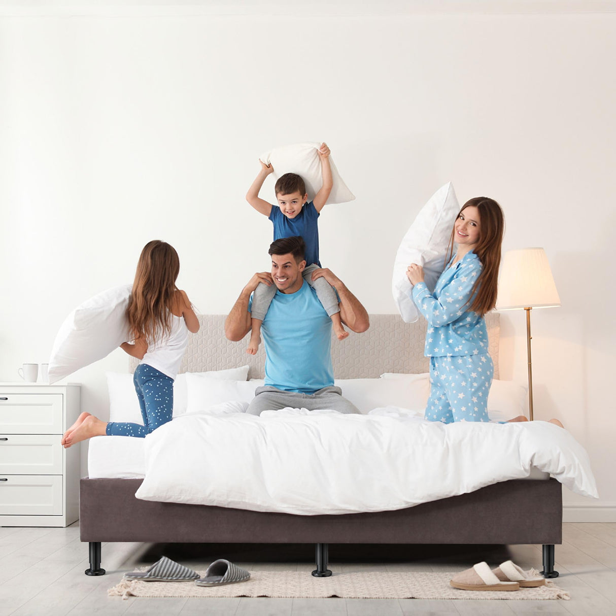 YUEYIN Under Bed Metal Support Legs, Adjustable Height Bed Frame Support Leg, Bed Slat Support Leg for Heavy Duty/Wooden/King/Queen Bed Frame (7"-12.6" (4pcs)) YUEYIN