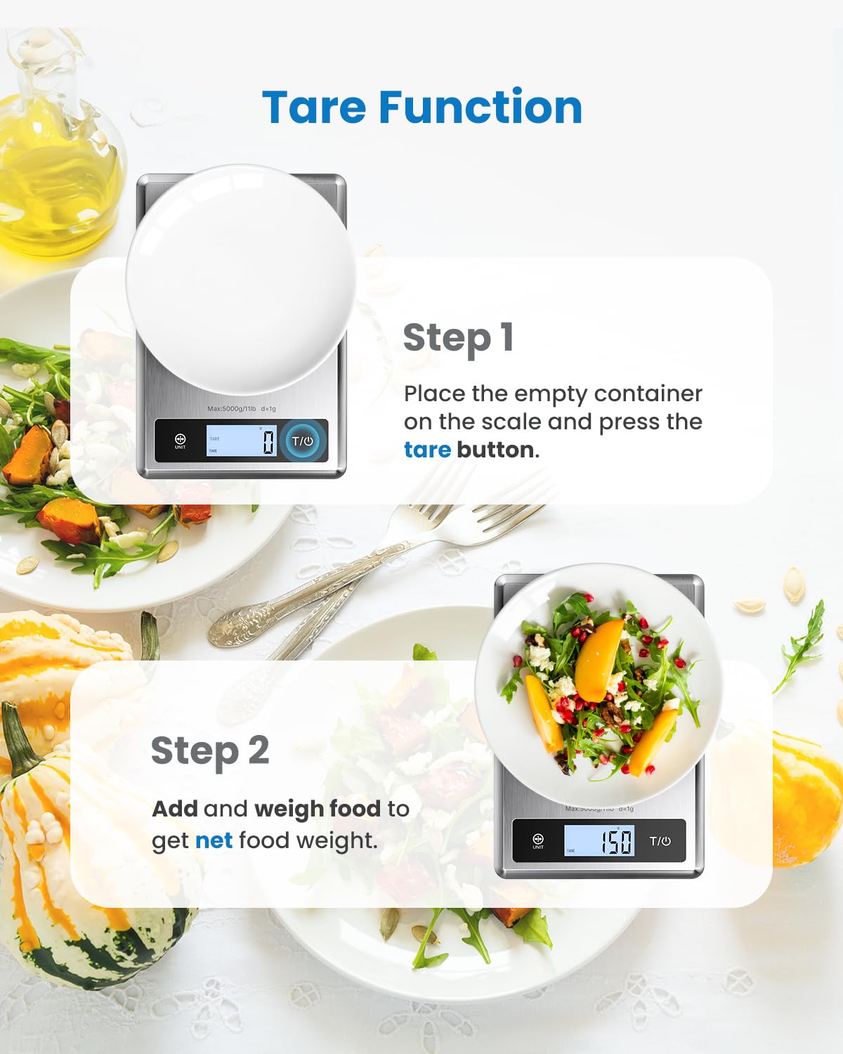RENPHO Digital Food Scale with Nutritional Calculator, Smart Food Kitchen Scale, Food Weight Scale Grams and Ounces for Weight Loss, Calorie, Macro and Cooking, Stainless Steel RENPHO