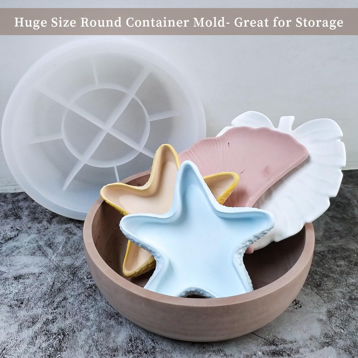 Wehous Large Bowl Resin Mold, 8.2'' Round Bowl Silicone Molds for Resin Concrete Cement, Big Container Storage Mold Candle Jewelry Holder Mould Makeup Organizer Succulent Pot Art Crafts Gift Wehous