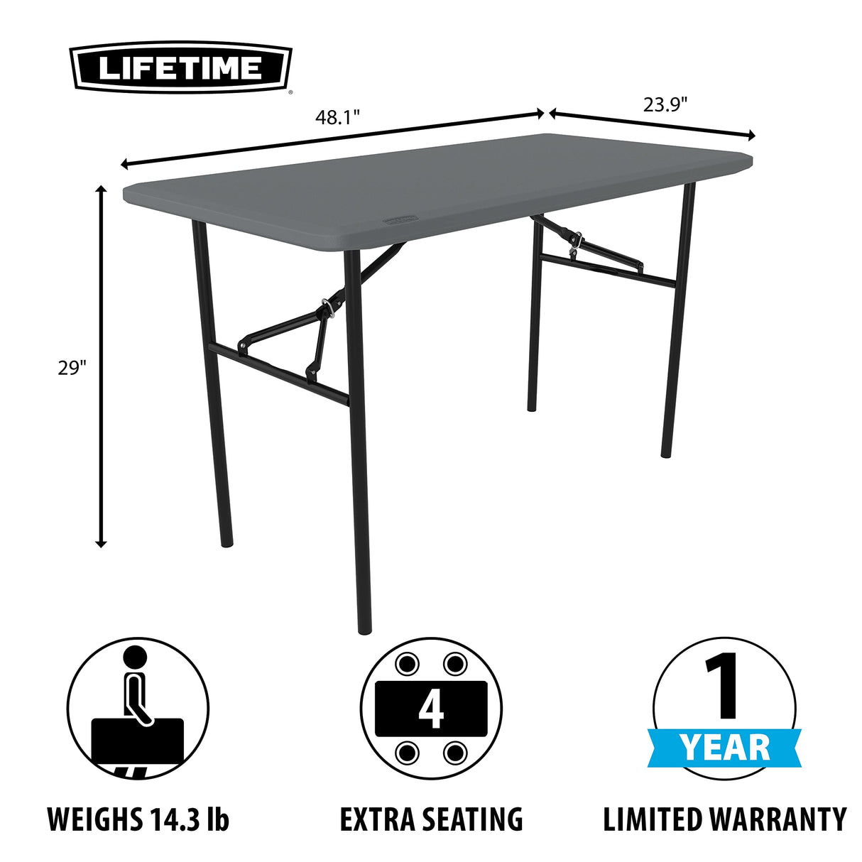 Lifetime 4-Foot Essential Folding Table Lifetime