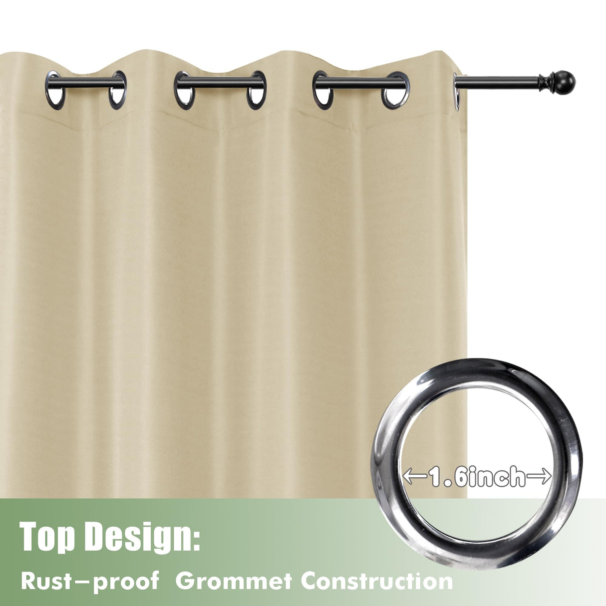 HolidayIdeas Outdoor Curtains for Patio Waterproof, 8 Panels - 54x84 Inches - Weatherproof Privacy Outsides Curtains for Cabana Porch Pergola, Sunlight & UV Blocking (Cream, Grommet Top) HolidayIdeas