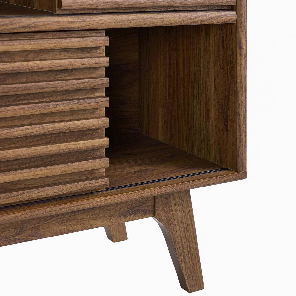 Modway Render Three-Tier Display Storage Cabinet Stand, Walnut Modway