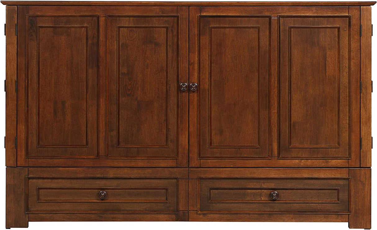 Mega Solutions Emurphybed Paradiseo Murphy Cabinet Chest Bed with Charging Station 8 Inch, Queen (Tobacco) Mega Solutions