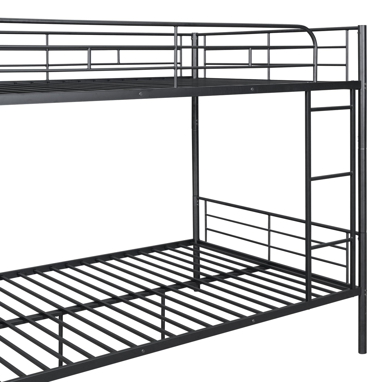 Merax Full Over Full Metal Bunk Bed with Ladder and high Guardrail, Able to Split, Storage Space, No Box Spring Needed, Noise Free, Black Merax