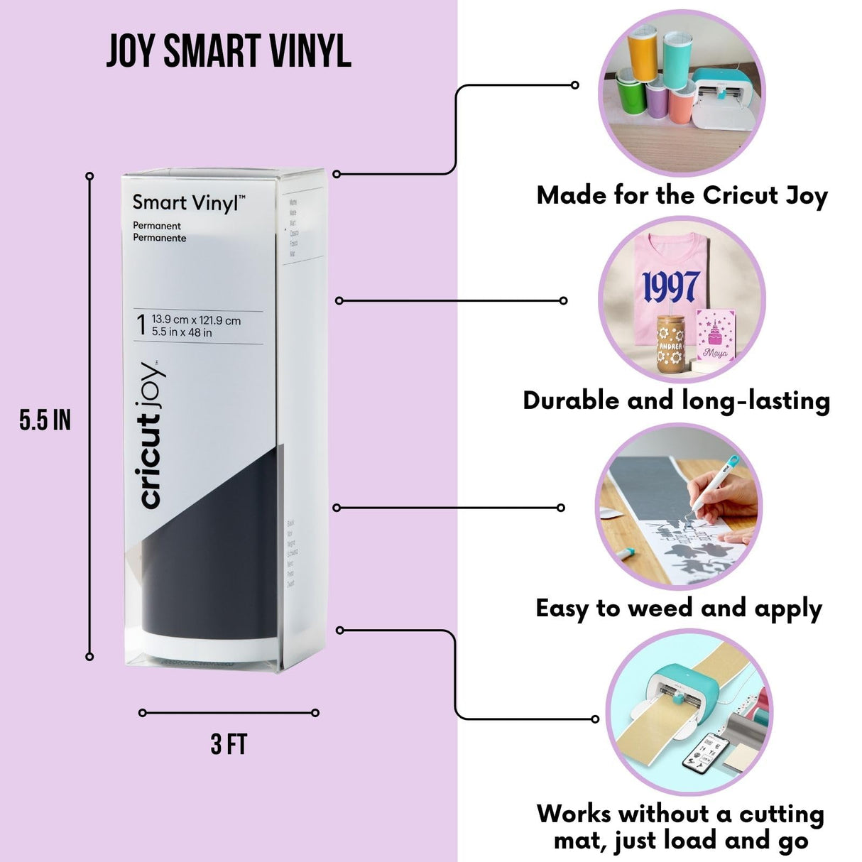 Cricut Joy Machine with Smart Vinyl, Transfer Tape and Weeding Tool Bundle - Craft Machine Set with Materials to Start, DIY Decor and Projects with This Beginner Friendly Cutting Machine and Tools Cricut