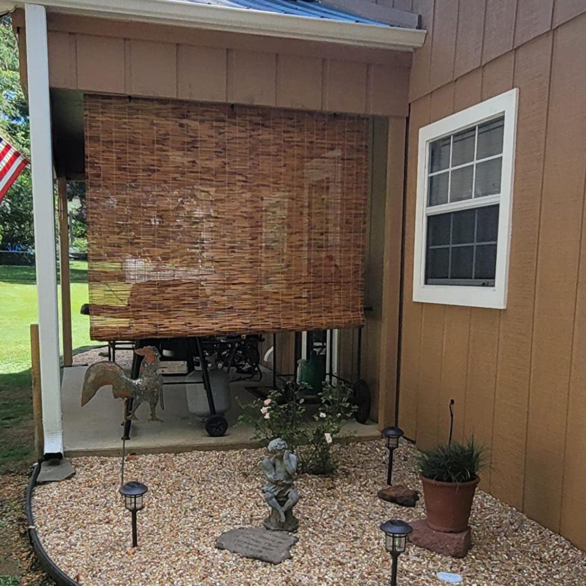 Bamboo Shades Patio Blinds 72" 64" 84" Bamboo Blinds Roll-Up Lifting Window Roman Shade(Size:48'' x 84''-(W x H)) WoodArtSupply