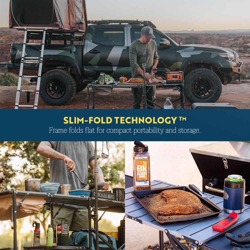 GCI OUTDOOR Master Cook Station | Portable Folding Kitchen Table with Soft Shell Sink, Heat Resistant Tabletop & Telescoping Lanter Pole, Perfect for Camping Trips GCI Outdoor