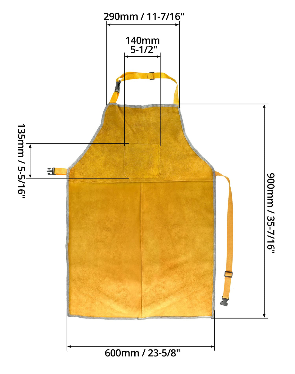 QWORK Leather Welding Work Apron - Flame and Welding Spatter Resistant - Adjustable Harness - Suitable for Welders, Blacksmiths QWORK