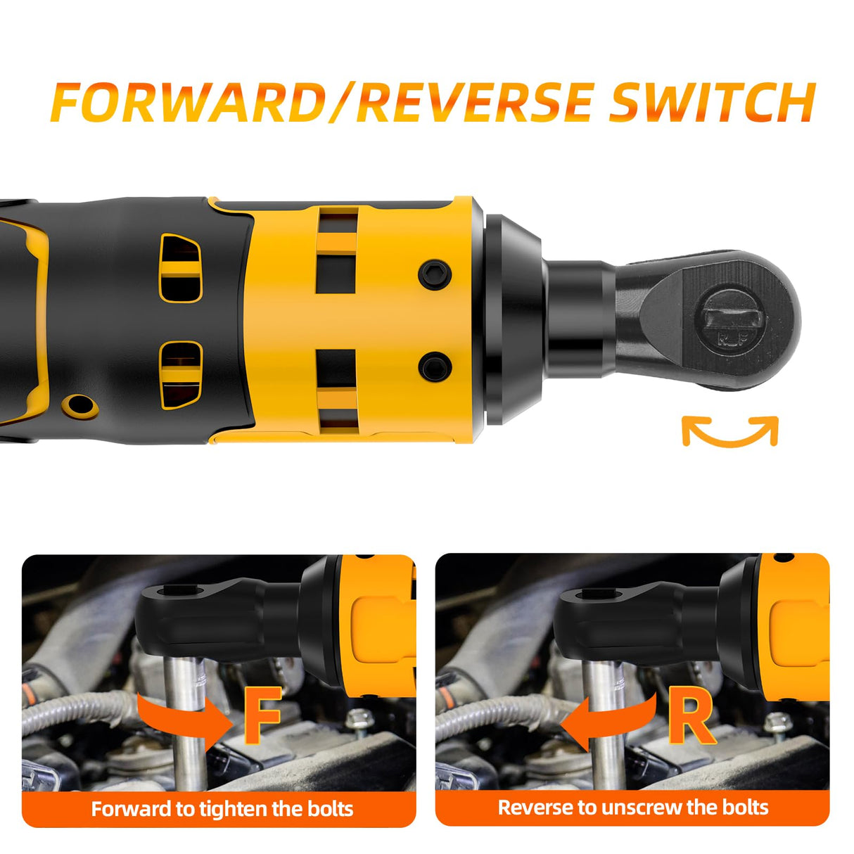 Mount Jasper Electric Ratchet, 3/8" 21V Power Cordless Ratchet, with Variable Speed and Trigger Safety Lock, LED Light, 7 Sockets, 1/4" Drive Adapter, 3" Extension Rod(Battery not included) Mount Jasper