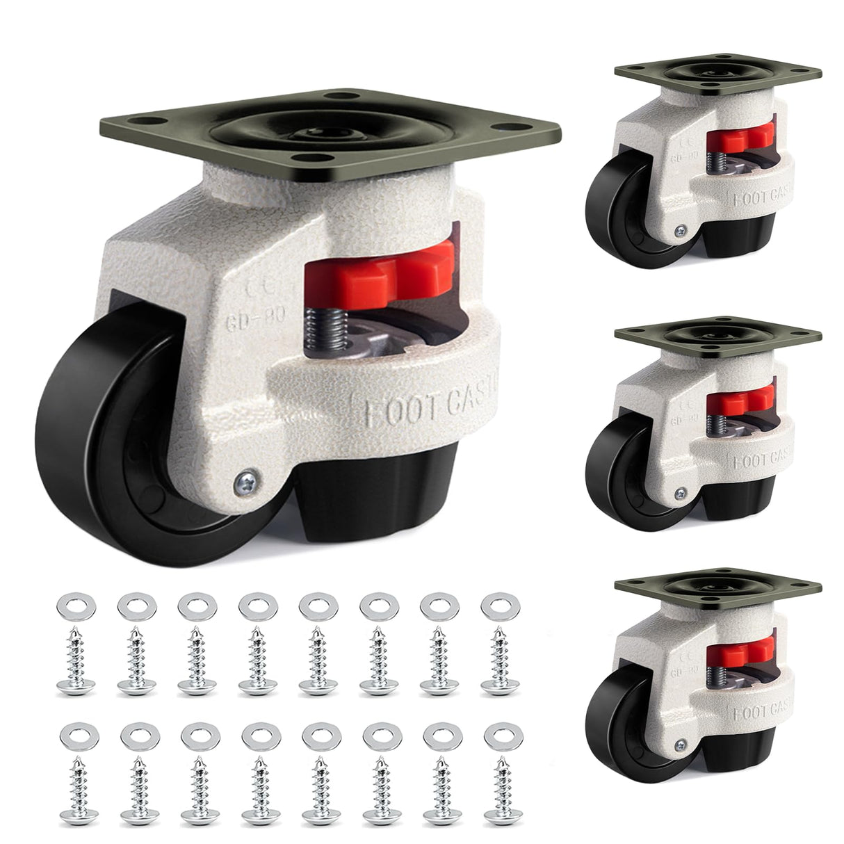 Leveling Casters Retractable Heavy Duty of 440 Lbs Set of 4,Height Adjustable Machine Leveling Feet Plate Castors for Workbench, Heavy Furniture,Machine Equipment(1.5 INCH) QIDSJCCBD