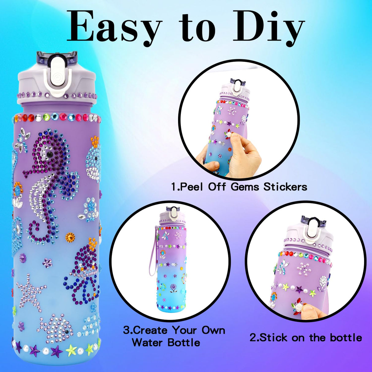 Christmas Gifts for Girls, Decorate Your Own Water Bottle Kits for Kids Age 4-5-6-8-10-12, Girl Birthday Gifts, Christmas Stocking Stuffers for Girls, Fun DIY Arts and Crafts Gift Toys for Girl Teen OZOSHINE