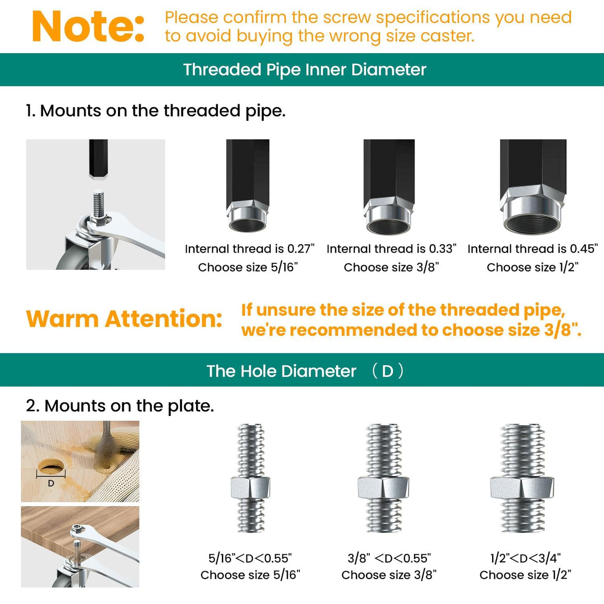HOLKIE Caster Wheels 3 inch Locking Stem Casters, 3/8" -16 x 1-1/2" (Stem Diameter 3/8", Stem Length 1-1/2") Threaded Stem Casters Swivel Casters Set of 8 Heavy Duty Castors Gray HOLKIE
