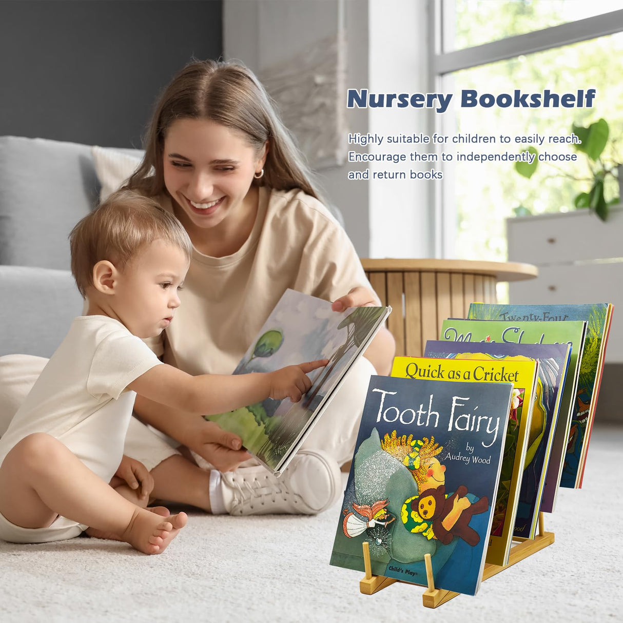 AAiphuwew 2pcs Bookshelf for Kids Rooms, Wooden Children Book Rack Storage Mini Desktop Bookshelf, Toddler Book Display Shelves for Bedroom, Classroom, Nursery AAiphuwew