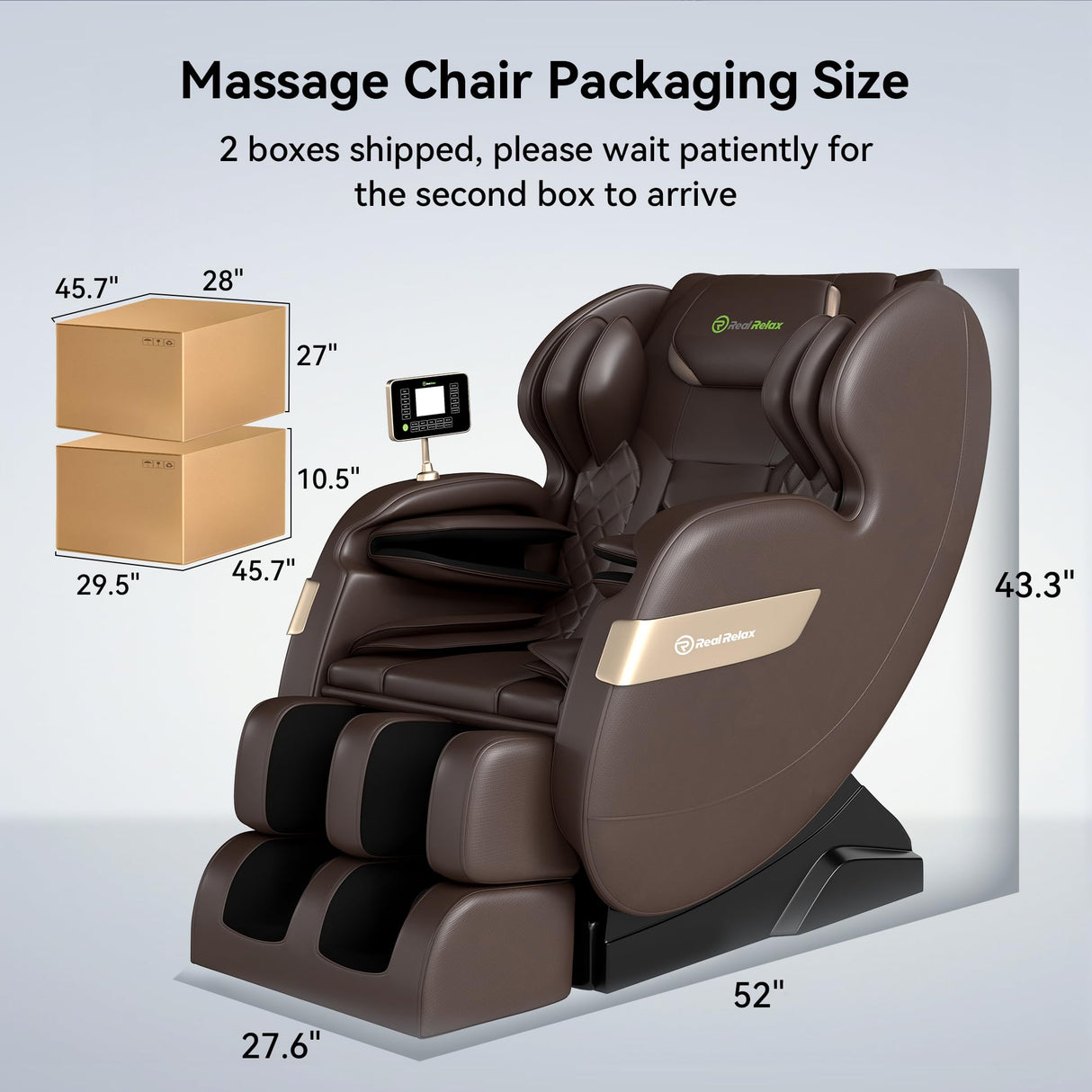 Real Relax 2025 Full Body Massage Chair of Dual-core S Track,Shiatsu Massage Recliner of Zero Gravity with APP and LCD Control,Lower Back and Calf Heating,Bluetooth,Home or Office Use,Brown Real Relax