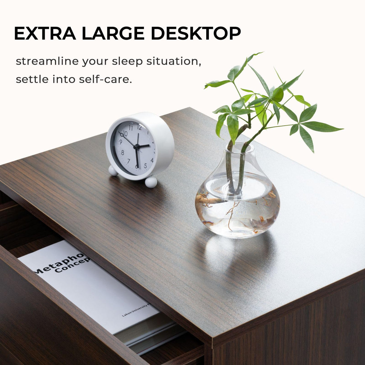 i-aplus Night Stand Set 2 LED Nightstands for Bedroom Set of 2 Modern Bedside Table with 3 Drawers End Side Table i-aplus