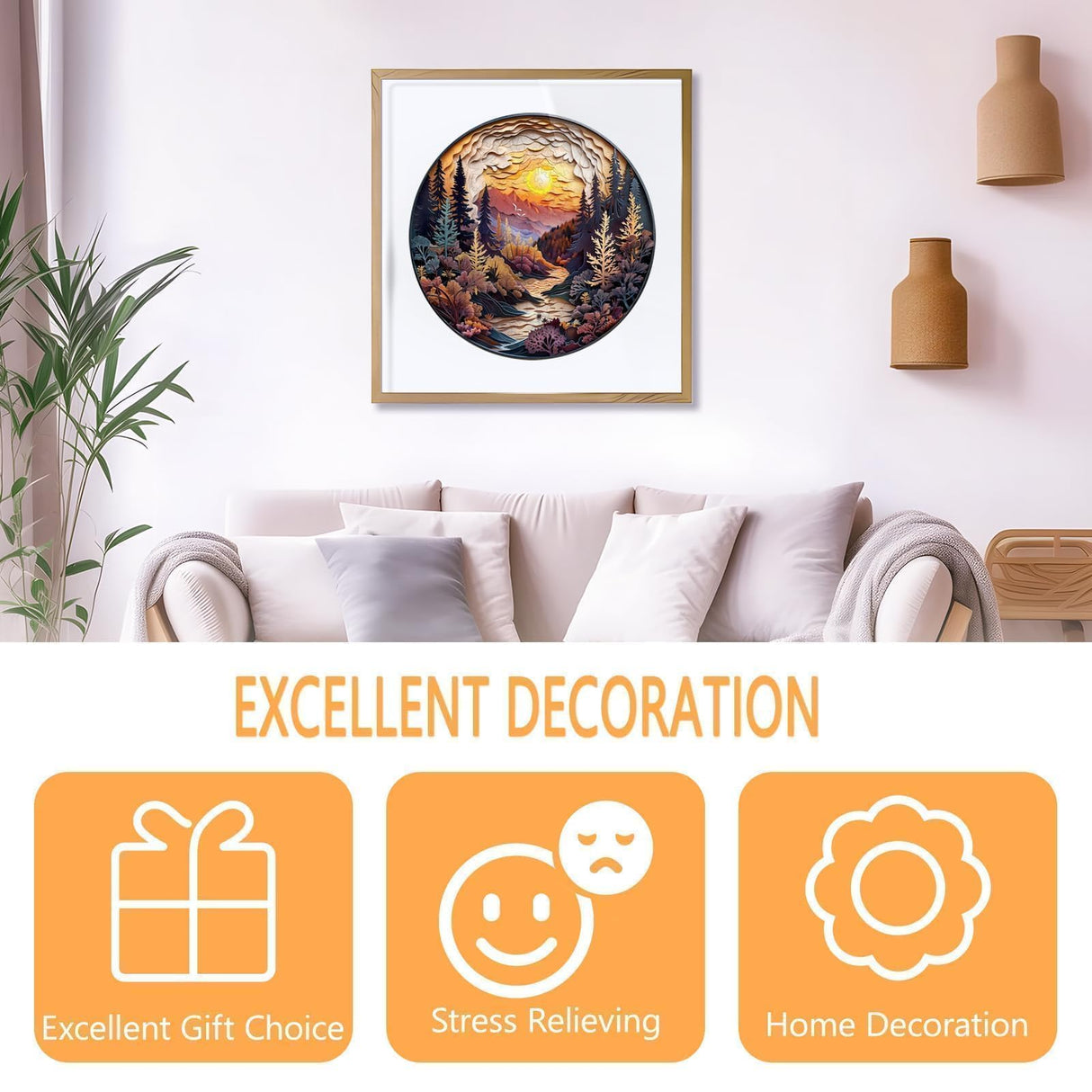 Wooden Puzzles for Adults - Flat Puzzle with 3D Visual Effect Sunset Forest Puzzle, Unique Shape Wooden Jigsaw Puzzles, Wood Puzzles Adult, Fall Puzzle Good Gift Idea (S-8.5 * 8.5in - 100 Pieces) Pijesaksa