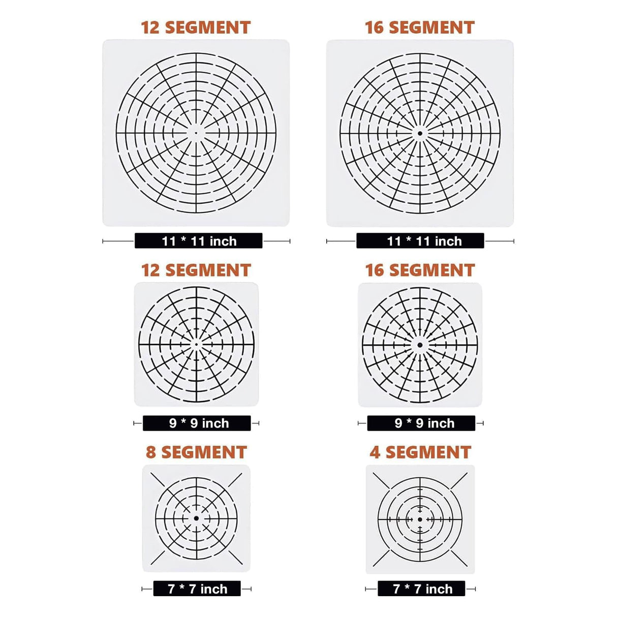 YKW 6 Pack Circle Mandala Stencils Templates, 7/9/11 Inch Reusable Drawing Tools, Mandala Dotting Templates for Rock Painting, Canvas, Wood Art Projects, DIY Craft Supplies YKW