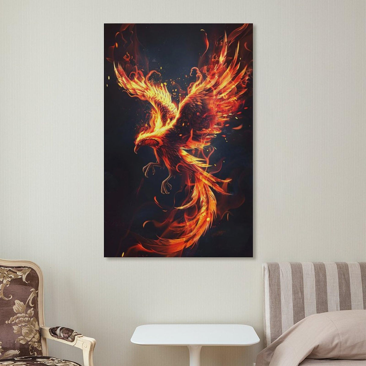 QEOPGNE Phoenix Rising Wall Art Fire Bird Fantasy Phoenix Canvas Art Prints Poster for Bedroom Office Living Room Pictures Paintings Cool Phoenix Wall Decor for Mens Women Unframed 12x18inch(30x45cm) QEOPGNE
