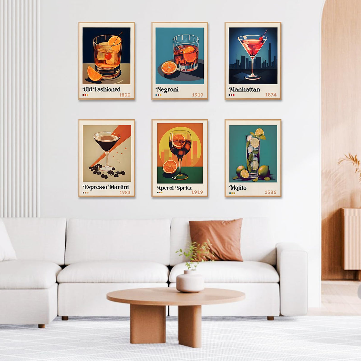 6 Pack Paint by Numbers Kit for Adults Beginner, Cocktail Adult Paint by Number Kits on Canvas, Cocktail DIY Acrylic Oil Painting by Numbers Kits, Perfect for Home Decor 10x14 Inch Okarina