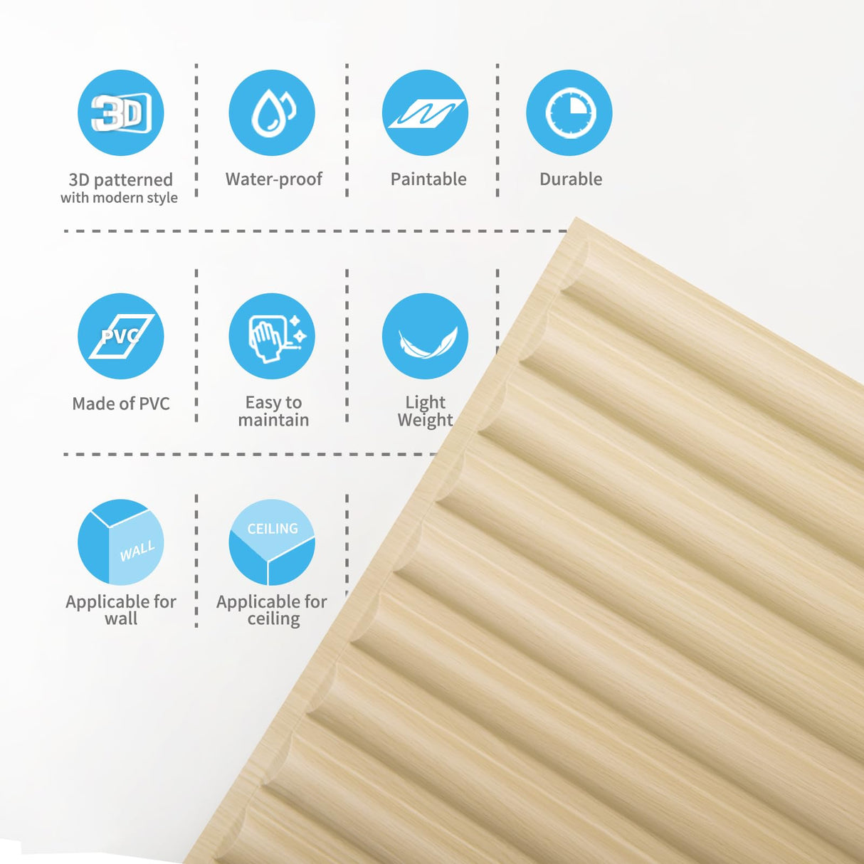 Art3d 2x4 ft Drop Ceiling Tiles in Oak, 12-Sheet Semi-Cylinder Design 3D Wall Panels for Interior Wall Decor 24x48 inch Art3d