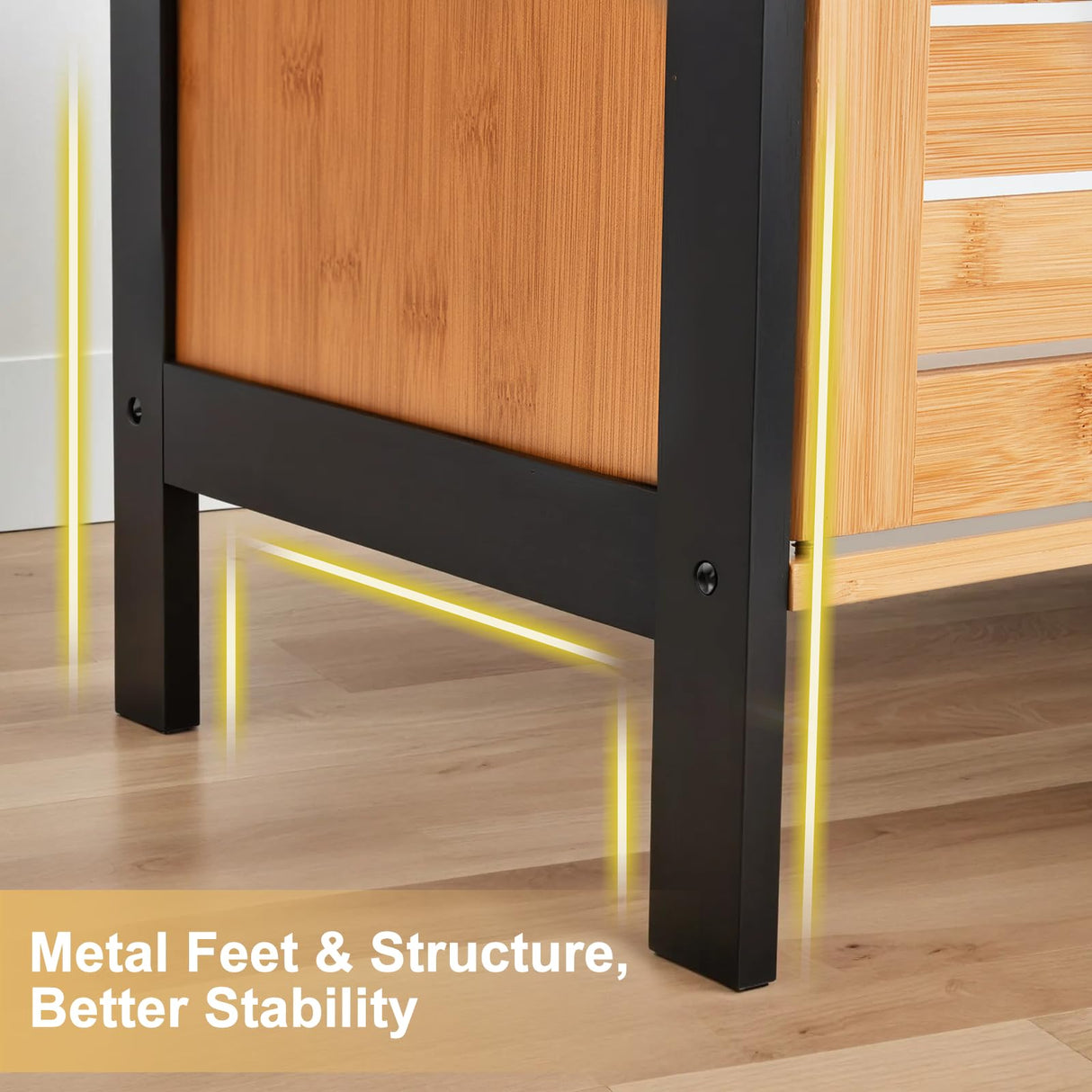 Danrelax 24" Bamboo Pedestal Under Sink Storage Vanity Cabinet, Solid Waterproof Sliding Door Bathroom Organizer with Adjustable Shelf, Modern Bathroom Furniture(Top Cutout, Not for Floor Drain) Danrelax