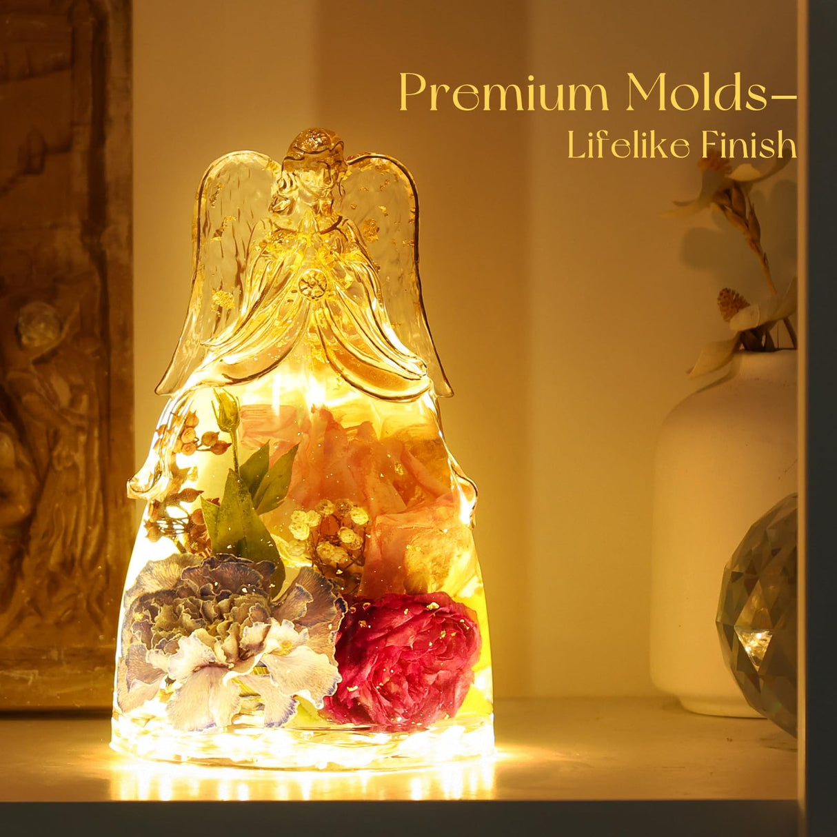 LET'S RESIN Angel Figurines Resin Epoxy Molds, Large Angel Silicone Molds for Preserved Flowers, Birthday Gifts for Women LET'S RESIN