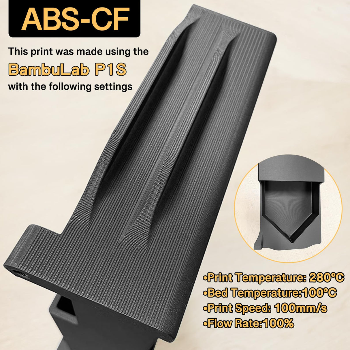 YXPOLYER Carbon Fiber ABS Filament 1.75mm 1kg ABS-CF 3D Printer Filament with Transparent Reusable PC Deformation-Resistant Spool fit AMS yxpolyer