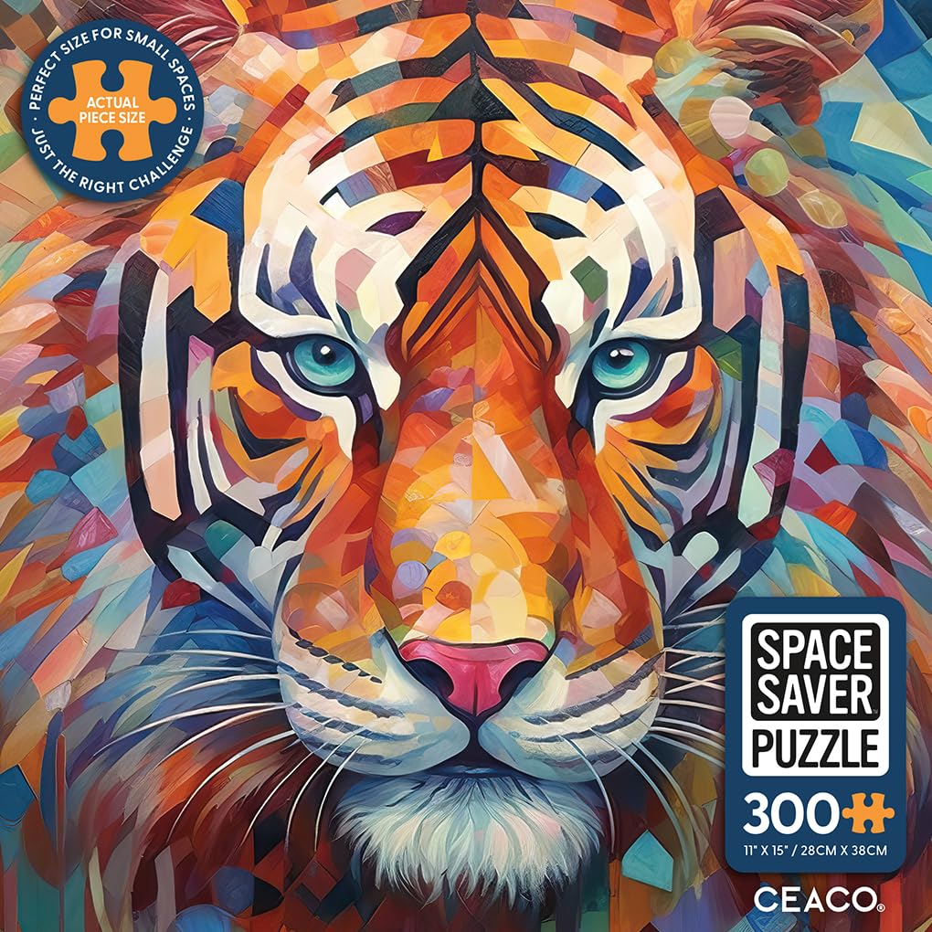 Ceaco – Tiger Colors - 300 Piece Jigsaw Space Saver Puzzle – Puzzles for Smaller Spaces and Surfaces Ceaco