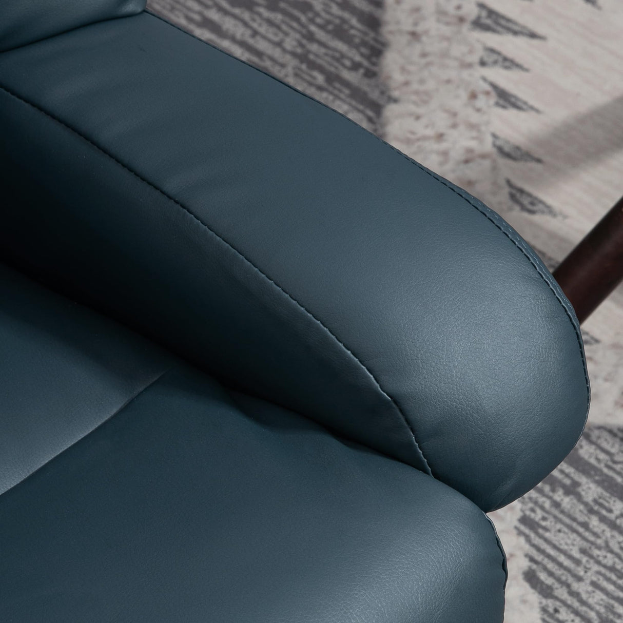 HOMCOM Massage Recliner Chair with Ottoman, 360° Swivel Recliner and Footstool, 10 Point Vibration, PU Leather Reclining Chair with Side Pocket and Remote Control, Blue HOMCOM