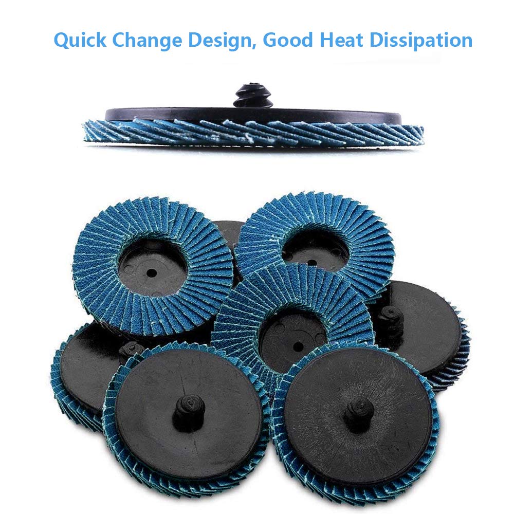 Saiper 10pcs 2 Inch 80 Grit Roll Lock Flap Sanding Disc Quick Change Zirconia Alumina Grinding Wheels with 1/4" Shank Pad Holder for Rotary Tools Die Grinder Polishing Metal Iron Rust Removal Saipor