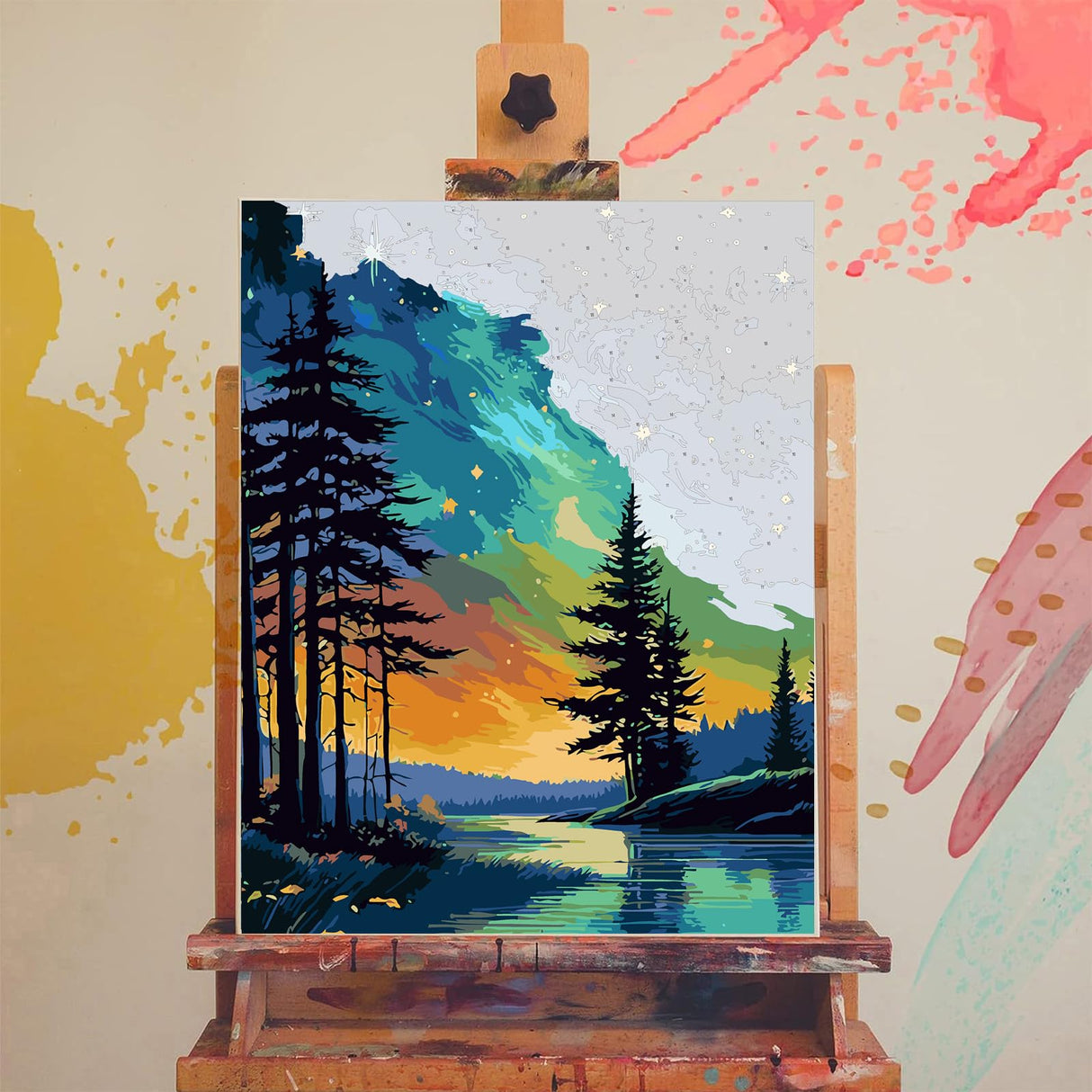 xackcme Starry Sky Paint by Numbers for Adults - Starry Night Paint by Number on Canvas Without Frame, DIY Abstract Landscape Oil Painting for Gift Home Wall Decor (16x20 inch) xackcme