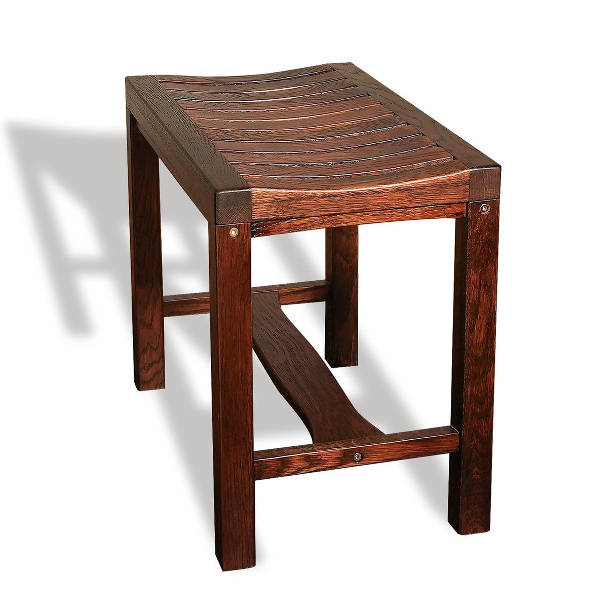 CONSDAN Wood Shower Bench, Extra Large Capacity, USA Solid Oak, Waterproof Finish, Durable Wood Shower Stool, Ideal for Bathroom Spa Outdoor, Dark Oak CONSDAN